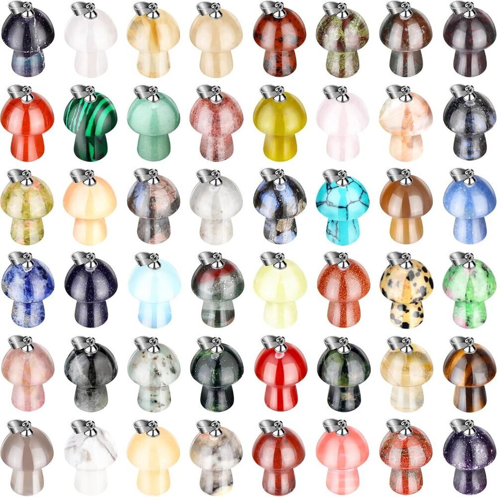 Mushroom Charms Crystal Mushroom Natural Stone Pendant Charms for Jewelry Making